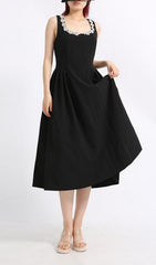 Eylül Crystal Embellished Black Midi Dress for Women
