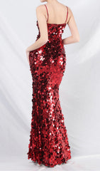 Chole Dazzling Red Sequin Strappy Maxi Dress