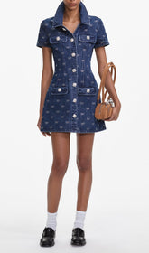 Chic Diamant Bow Denim Mini Dress
