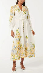 Fergal Romantic Floral Lantern Sleeve Midi Dress