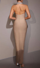 Haranu Glamorous Beaded Halter Bandage Maxi Gown