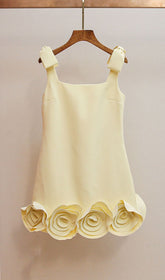 Havily Chic Yellow 3D Rosette Mini Dress