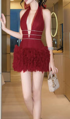 Jazlynn Dazzling Red Halter Mini Dress