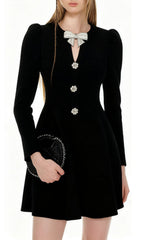 Italia Chic Black Bow Mini Dress