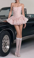 FYRA Strapless Pink Butterfly Corset Mini Dress