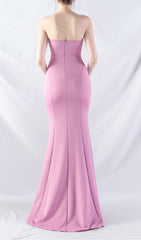 Chrina Lavender Strapless Ruched Mermaid Maxi Gown