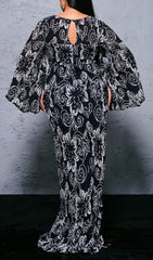 Bechan Black Sequin Floral Maxi Dress