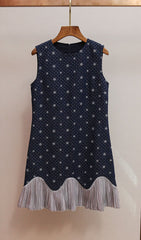 Hasika Navy Geometric Sleeveless Mini Dress