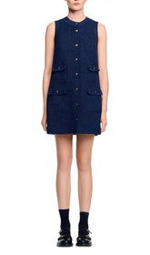 Jolanda Chic Sleeveless Tweed-Effect Mini Dress