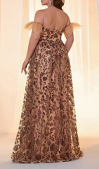 Gezana Off-Shoulder Sequin Plus Size Maxi Dress