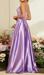 Dierk Glamorous Purple Sequin V-Neck Maxi Dress