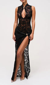 Ivana Black Lace Maxi Gown
