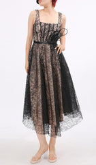 Enchanting Black Lace Floral Midi Dress