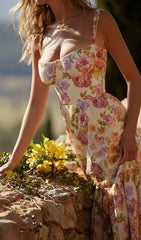 Chic Ivory Floral Midi Sundress for Women
