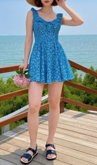 Jalena Blue Floral Mini Dress