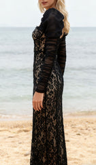 Jordane Black Lace Long Sleeve Maxi Dress