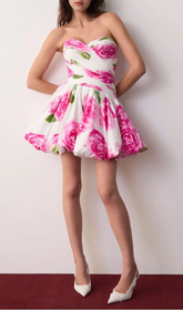 Heloise Pink Rose Floral Strapless Mini Dress