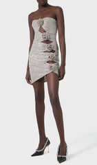 Calida Dazzling Crystal Floral Cutout Mini Dress