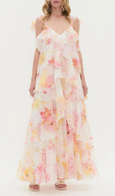 Harue Dreamy Floral Ruffle Maxi Dress