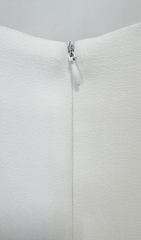 Gagenia Elegant Long Sleeve White Gown with Black Floral Embellishment