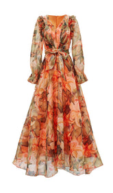 Fenicia Orange Floral Maxi Dress