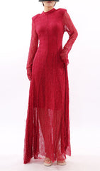 Stunning Ruby Red Sparkle Lace Maxi Dress
