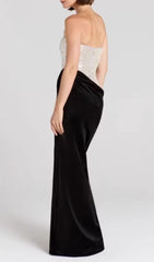 Jayda Glamour Strapless Sequin & Velvet Maxi Dress