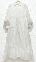 Izumi Sky Blue Lace Tiered Midi Shirtdress