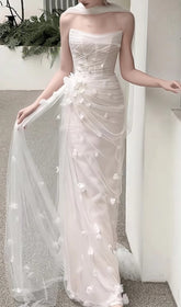 Felton Ethereal Floral Tulle Strapless Corset Wedding Gown