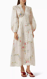 Edyta Whimsical Floral & Lace Midi Dress