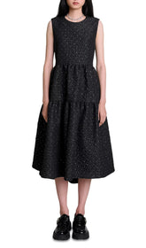 Rilvia Black Sparkle Tiered Midi Dress