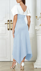 Custodia Serenity Blue Capelet Slit Maxi Dress