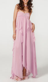 Frayne Ethereal Lavender Layered Backless Maxi Gown with Starfish Detail