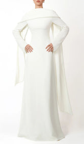 Hidi Shawl Pearl-Trimmed Maxi Dress