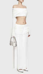 Jamuna Elegant Ruched Two-Piece Maxi Skirt Set
