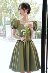 Lovely Green Short Sleeves Party Dress
