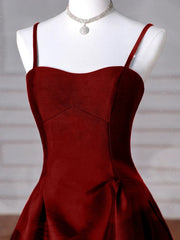 Wine Red Straps A-line Floor Length Simple Party Dress