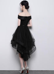 Lovely Simple Black High Low New Homecoming Dress