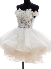 Cute White Organza Layers Short Prom Dress
