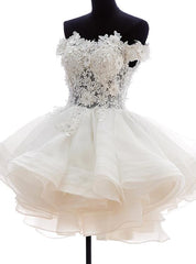 Cute White Organza Layers Short Prom Dress