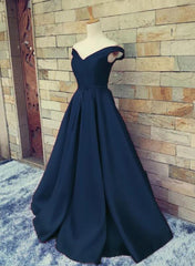 Vestido formal de satén azul marino con escote en forma de corazón, corte A, hecho a mano