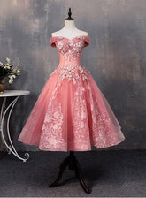Lovely Pink Off Shoulder Party Dress