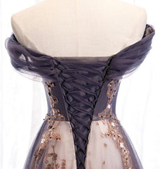 Charming A-line Tulle Long Off Shoulder Party Dress