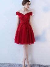 Lovely Dark Red Tulle Short Homecoming Dress