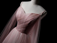 Pink Sweetheart Tulle Long Elegant Evening Dress
