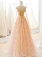 Light Pink Tulle Sweetheart Long Prom Dress
