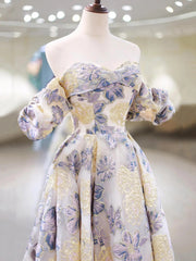 Lindo vestido de fiesta largo con escote en forma de A y encaje floral