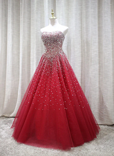 Vestido de fiesta rojo brillante