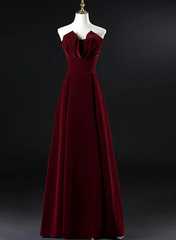 Beautiful Wine Red Velvet Floor Length Long Prom Dress