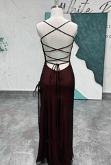 Vestido de fiesta largo elegante con espalda cruzada en negro y rojo